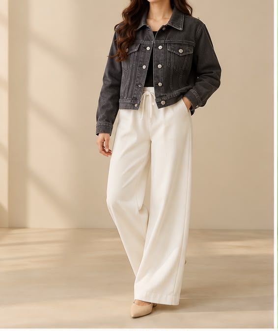 Charcoal denim jacket with white flapper by TeesnTies, view 1 of 4