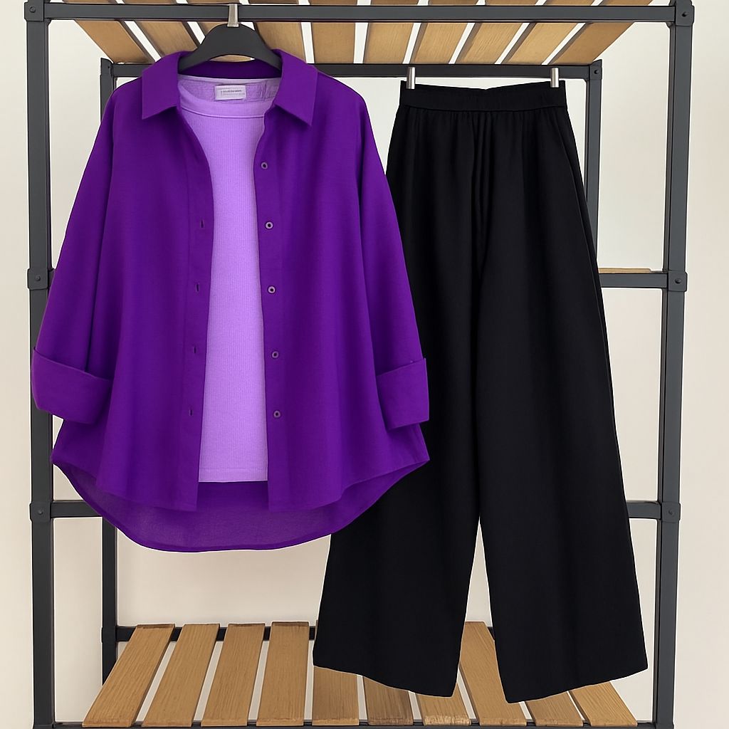 purple-button-down-with-lilac-inner-shirt-and-black-flapper-trouser-front