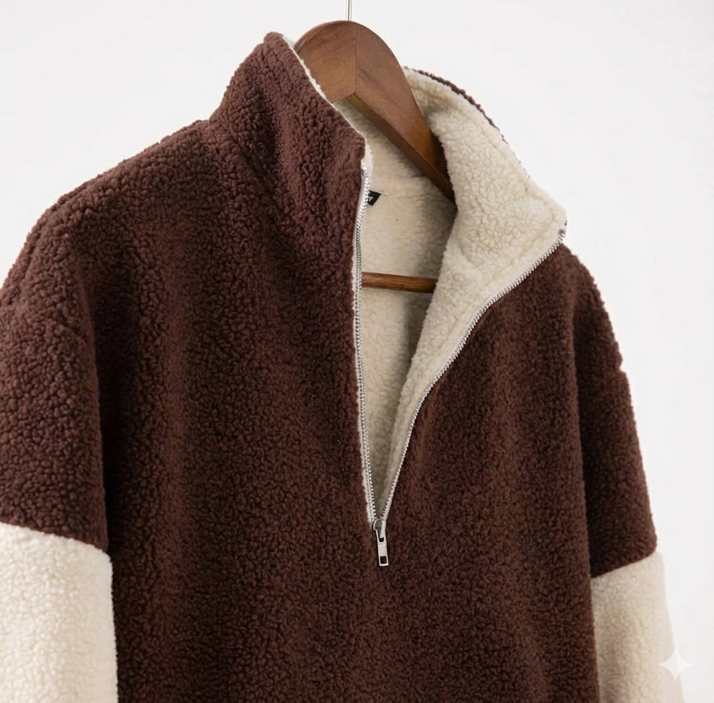 Long Sleeve Sherpa Pullover, Quarter Zip Fleece by TeesnTies, view 2 of 5