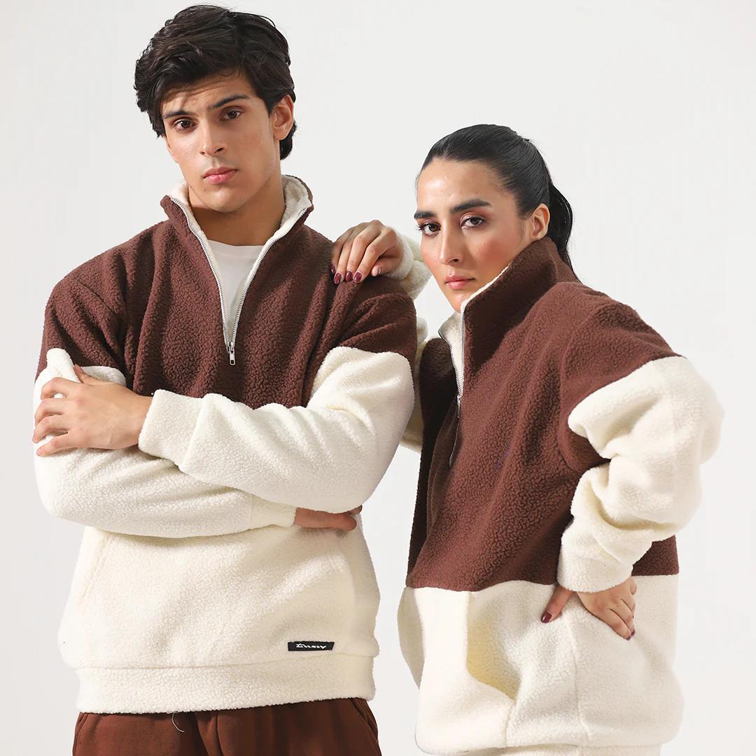 Long Sleeve Sherpa Pullover, Quarter Zip Fleece by TeesnTies, view 3 of 5