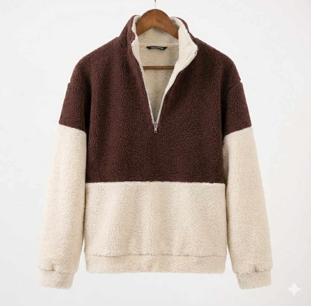 Long Sleeve Sherpa Pullover, Quarter Zip Fleece by TeesnTies, view 5 of 5