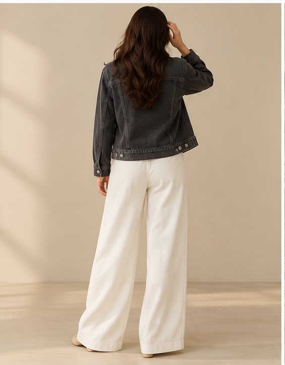 Charcoal denim jacket with white flapper by TeesnTies, view 2 of 4
