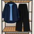 navy-button-down-with-sky-blue-inner-shirt-and-black-cargo-trouser-front