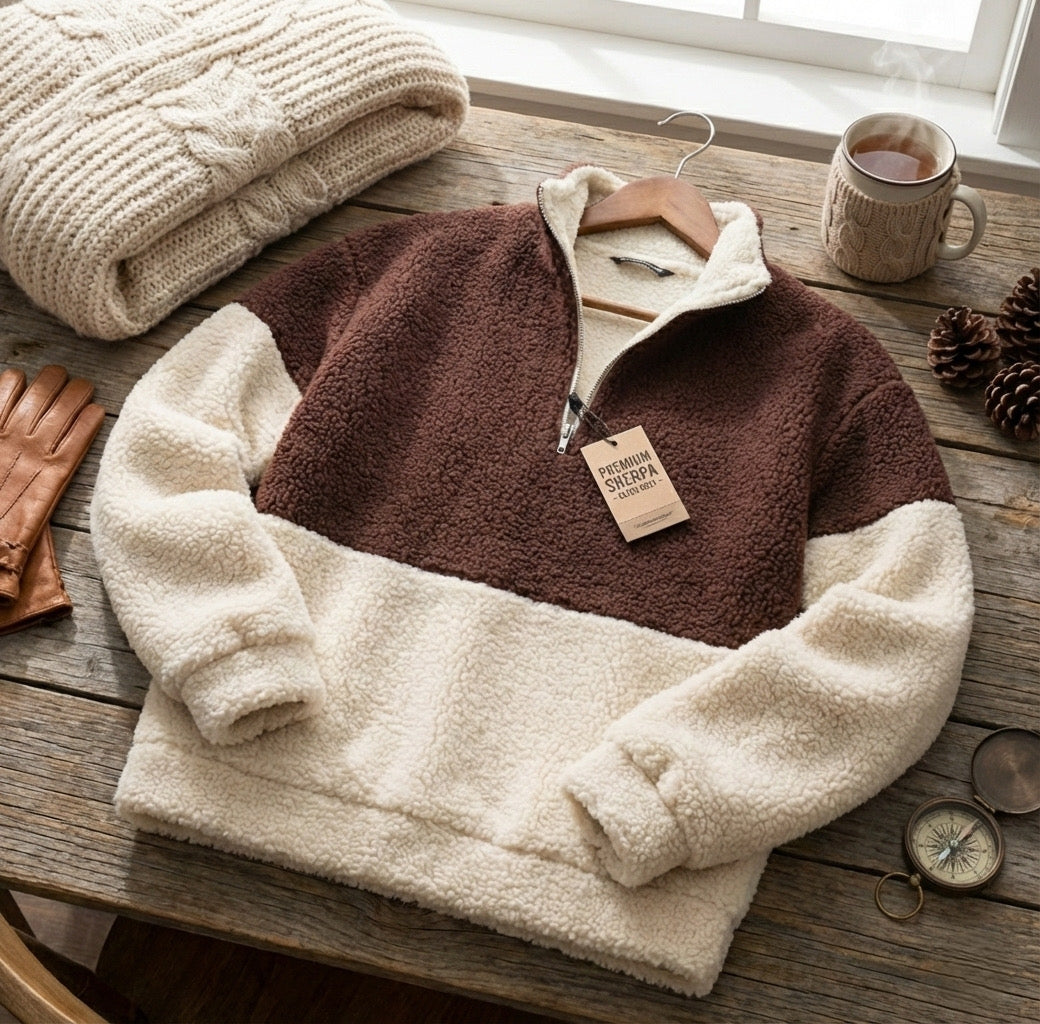 Long Sleeve Sherpa Pullover, Quarter Zip Fleece by TeesnTies, view 1 of 5