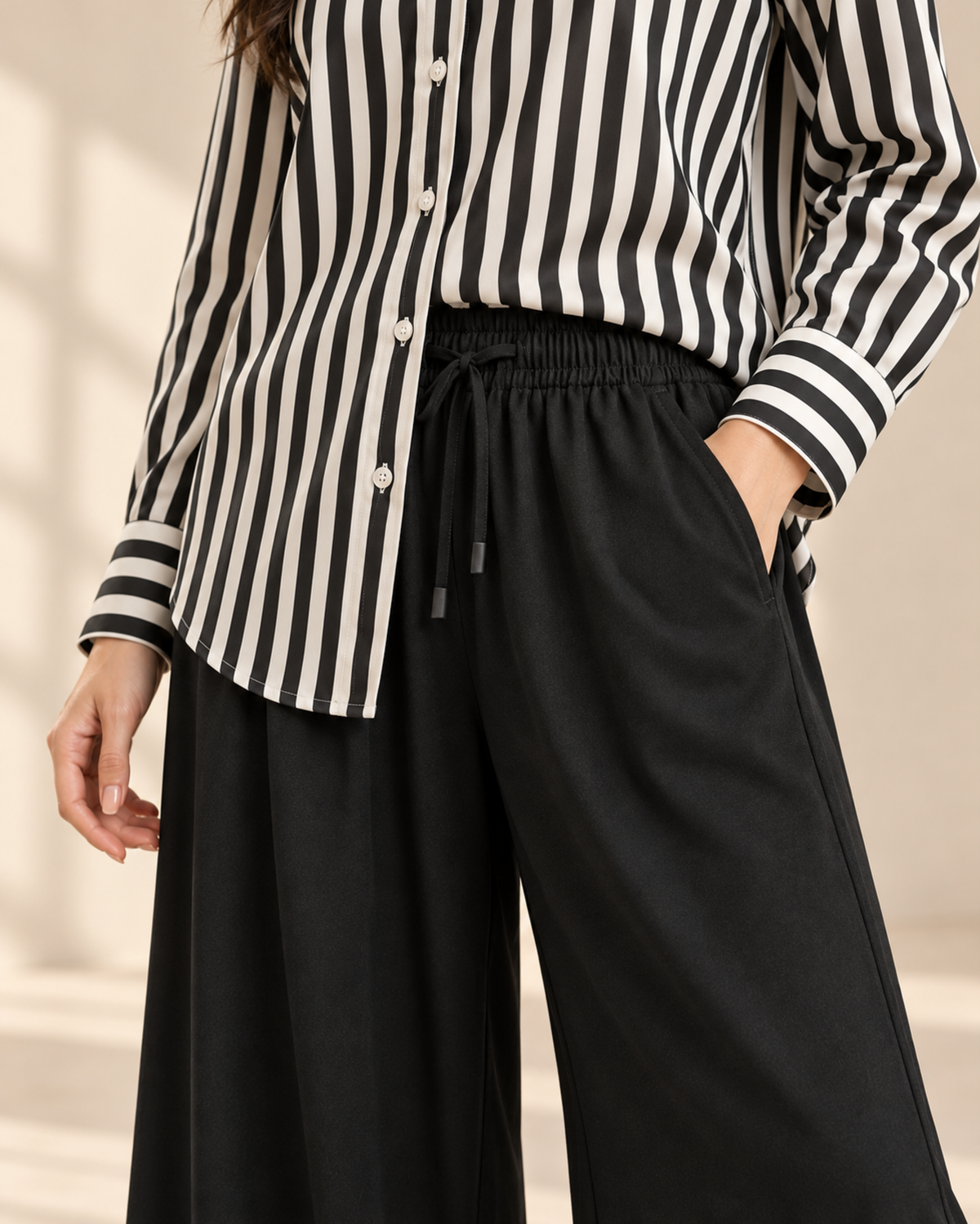 black-lining-button-down-with-black-flapper-trouser-closeup