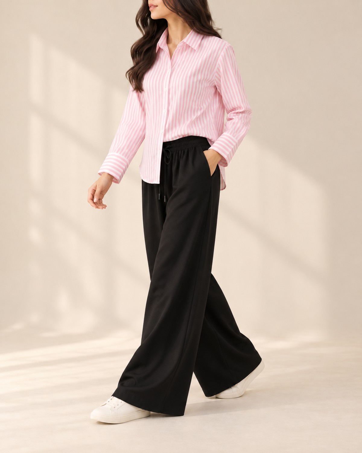 pink-lining-button-down-with-black-flapper-trouser-side