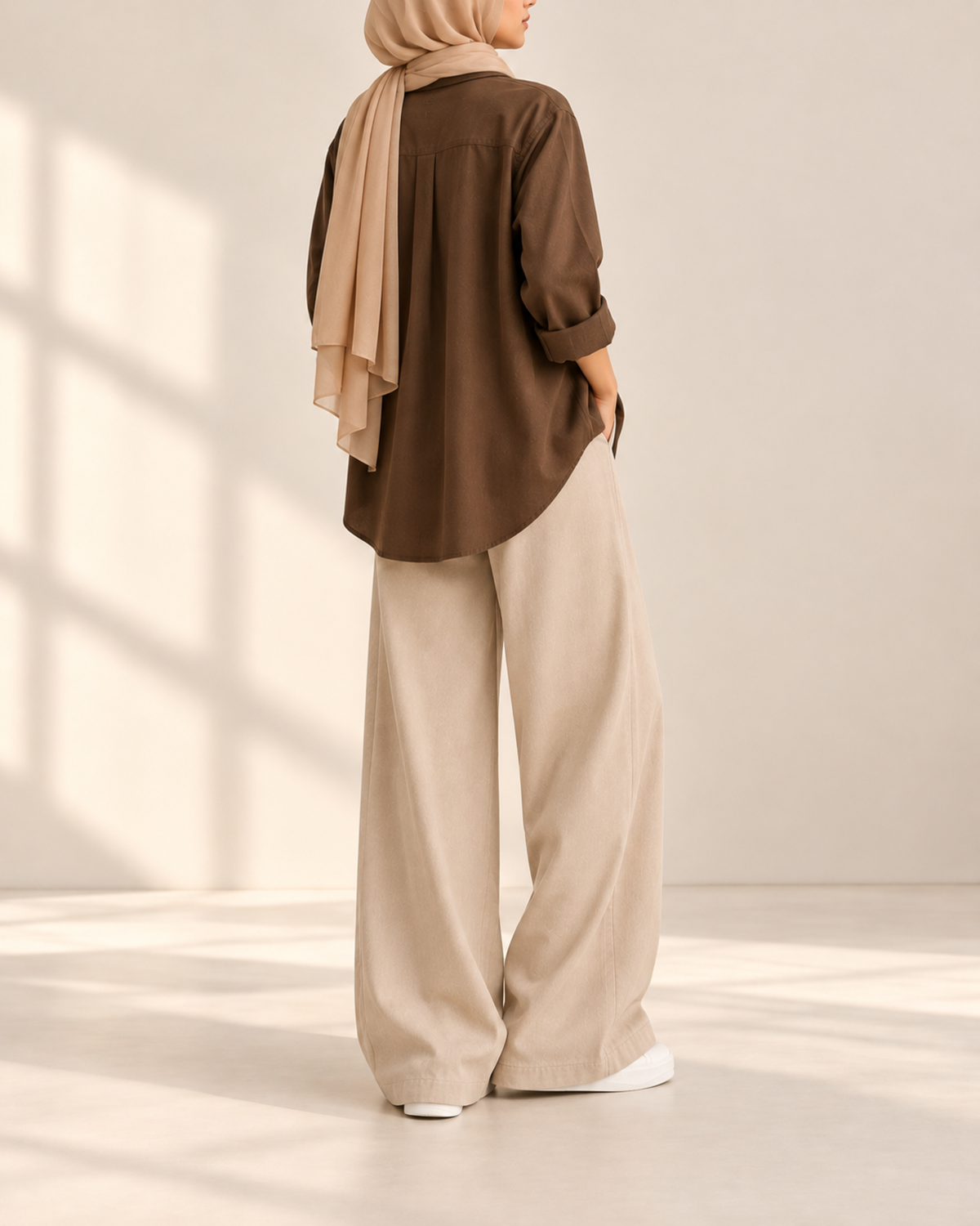 mocha-button-down-with-sand-wide-leg-trousers-back