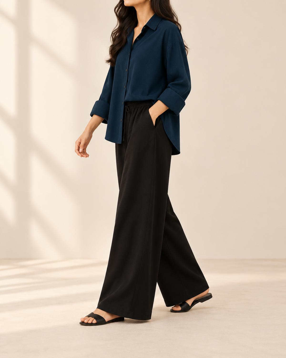 navy-button-down-with-black-flapper-trouser-side