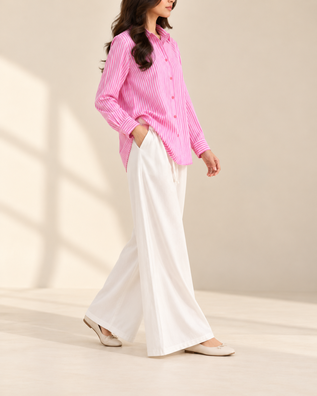 pink-lining-button-down-with-white-flapper-trouser-side