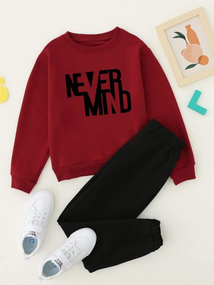Never mind maroon black sweatshirt tracksuit by TeesnTies, view 1 of 1