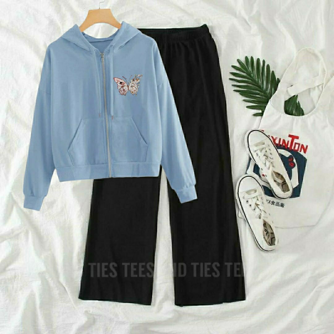 White Butterfly Zipper Flapper Tracksuit by TeesnTies, view 1 of 6